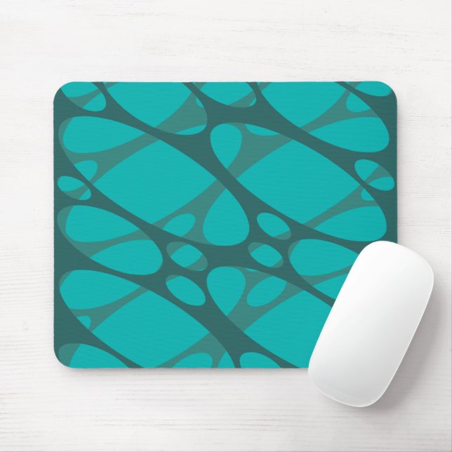 Teal Layered Ovals  Mouse Mat (With Mouse)