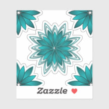 Teal Leaf Mandala Design on Dark Cyan