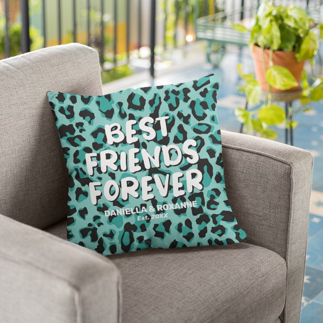 Teal Leopard BFF Best Friend Besties Cushion (Creator Uploaded)