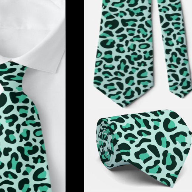 Teal Leopard Print Groomsmen Punk Rock Weddings Tie (Creator Uploaded)
