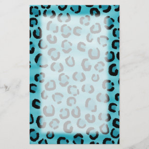 Teal Leopard Print Pattern. Stationery