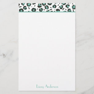 Teal Leopard Print Personalised Stationery