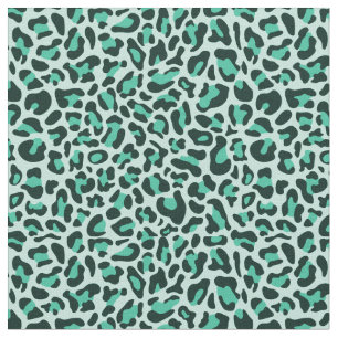 Teal Leopard Print Trendy Retro Fabric