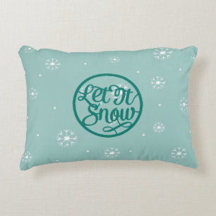 Teal Let It Snow Accent Pillow