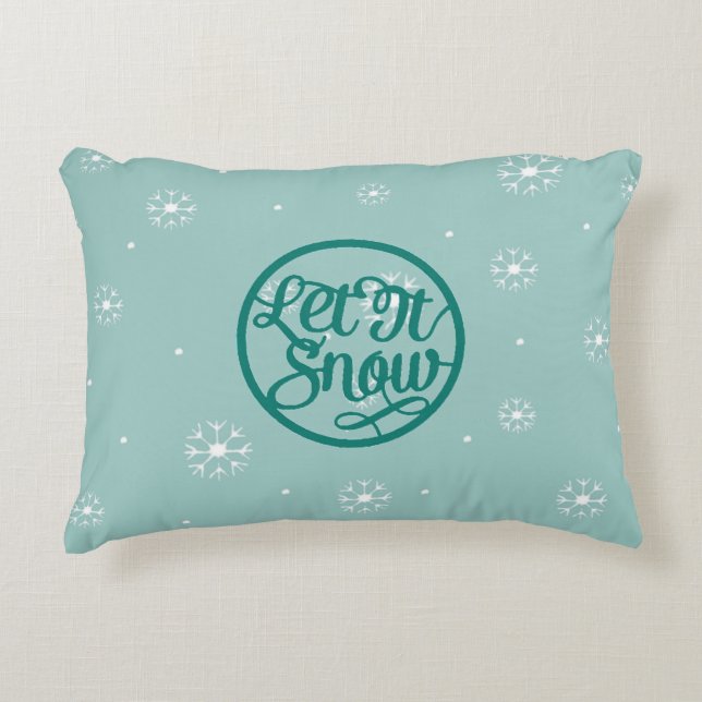 Teal Let It Snow Accent Pillow (Front)