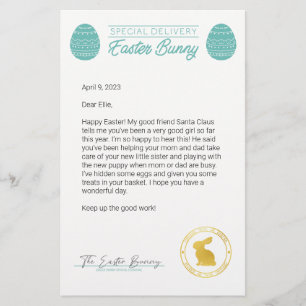 Teal Letter From The Easter Bunny