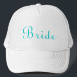 Teal Lettered Bride Hat<br><div class="desc">Beautiful hat for the bride-to-be in nice teal lettering. Don't miss out on this perfect wedding accessory. Simply change Bride to Bridesmaid,  Maid of Honour,  or even Flower Girl. Great bridal shower gift for each of the beautiful ladies in your bridal party.</div>