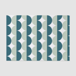 Teal Light Blue Mid Century Modern Wavy  Tissue Paper