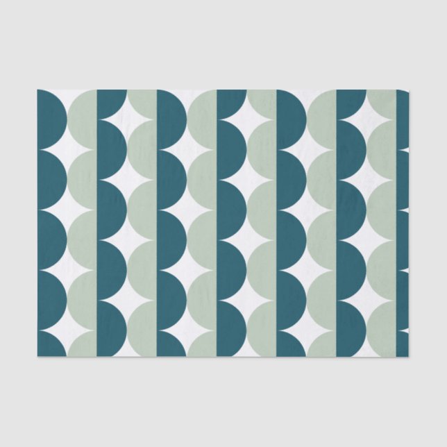 Teal Light Blue Mid Century Modern Wavy  Tissue Paper (Front)