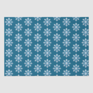 Teal Light Blue White Snowflake Christmas Tissue Paper