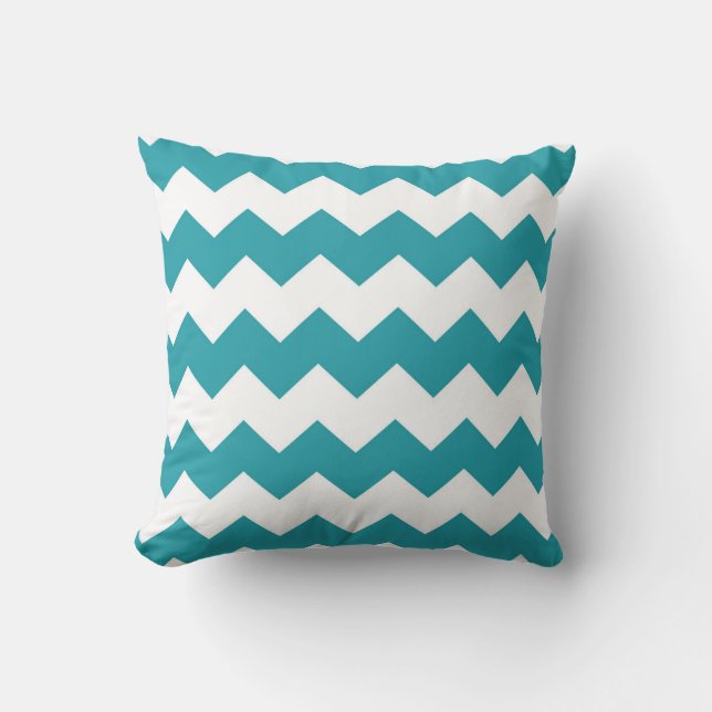 Teal / Light Sea Green Chevron Pattern Cushion (Front)