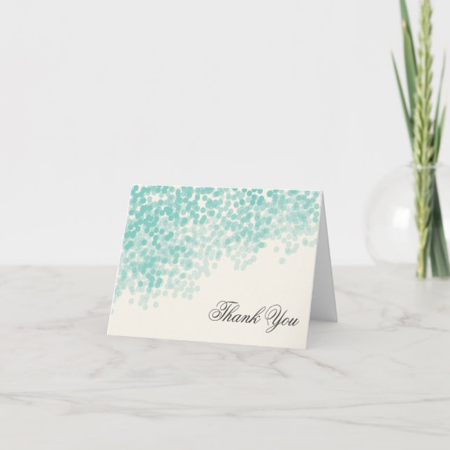Teal Light Shower Elegant Thank You Notes (Front)