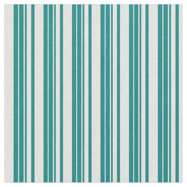 Teal & Light Yellow Coloured Lined Pattern Fabric (Close Up)