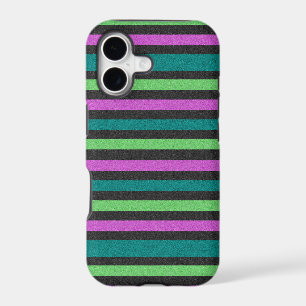 Teal, Lime Green, Hot Pink Glitter Striped STaylor
