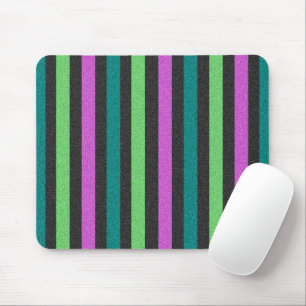 Teal, Lime Green, Hot Pink Glitter Striped STaylor Mouse Mat