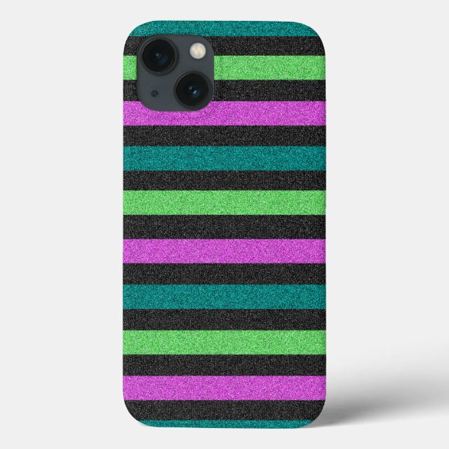 Teal, Lime Green, Hot Pink Striped by STaylor Case-Mate iPhone Case (Back)