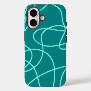 Teal Line Art iPhone 16 Case