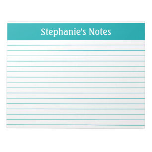 Teal Lined 11 x 8.5 Landscape Personalised Notepad