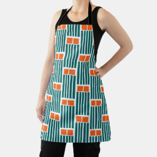 Teal Lines and Boxes Apron