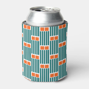 Teal Lines and Boxes  Can Cooler