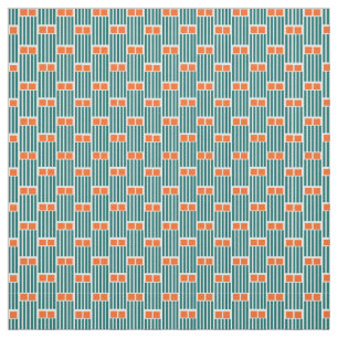 Teal Lines and Boxes  Fabric