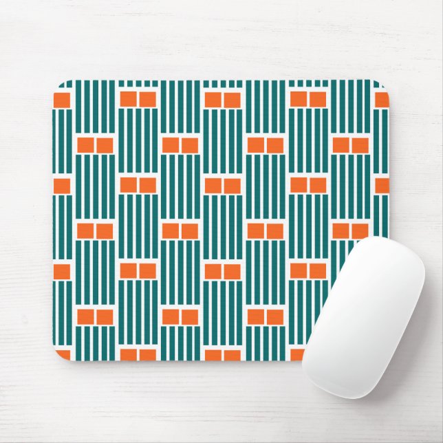 Teal Lines and Boxes  Mouse Mat (With Mouse)