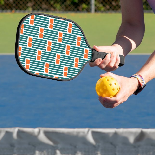 Teal Lines and Boxes  Pickleball Paddle (Insitu)