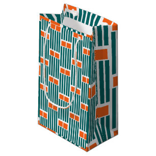 Teal Lines and Boxes  Small Gift Bag