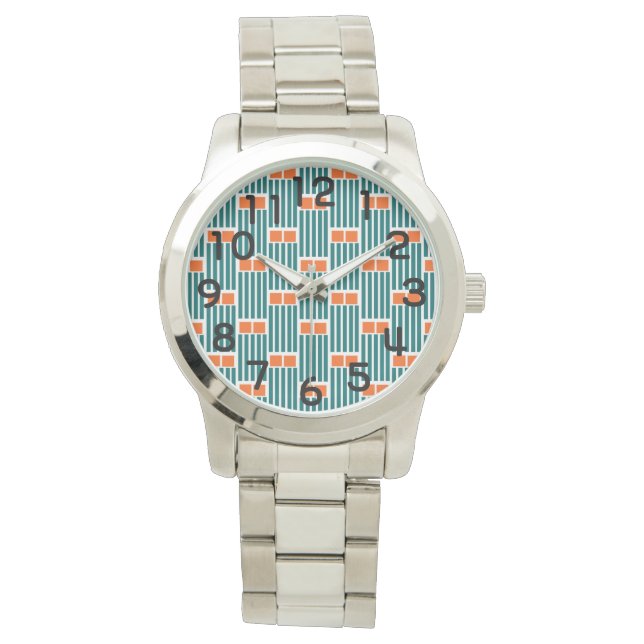 Teal Lines and Boxes  Watch (Front)