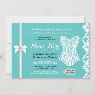 Teal Lingerie Shower Invite White Lace Bridal