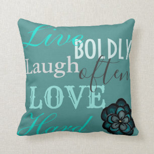 Teal 'Live, Laugh, Love' Decorative Throw Pillow