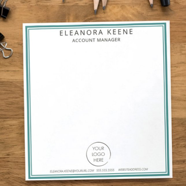 Teal Logo, Name, and Contact Info Branded Business Notepad (Creator Uploaded)