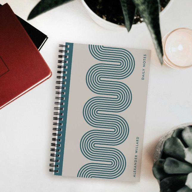 Teal Lombard Wavy Lines Modern Custom Notebook (Creator Uploaded)