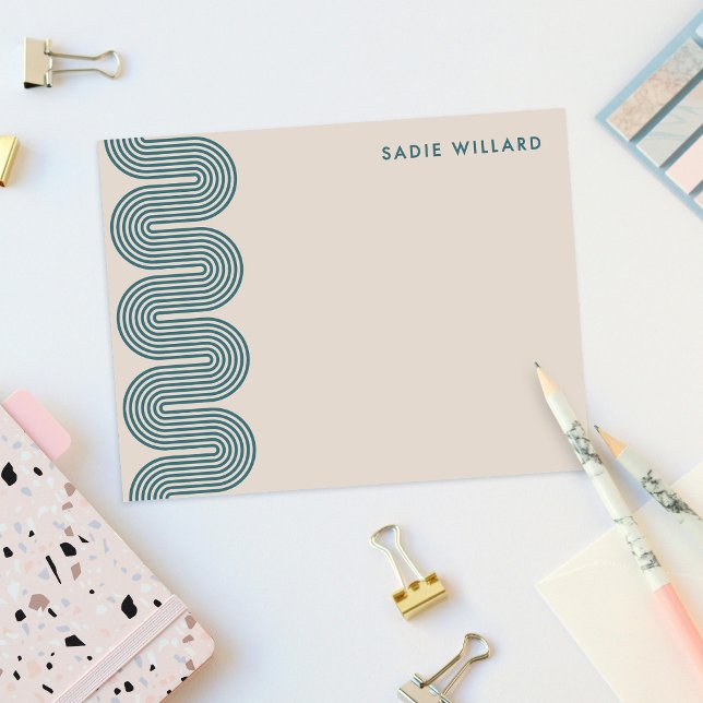Teal Lombard Wavy Lines Modern Stationery Card (Creator Uploaded)