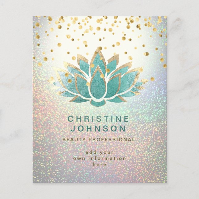 teal lotus flower beauty professional flyer (Front)