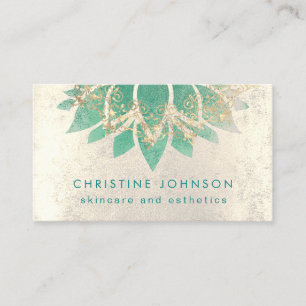 teal lotus flower skincare and aesthetics business card