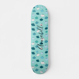 Teal Lotus Flower Water Buddhist Skateboard