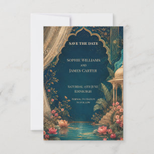 Teal Lotus Garden Wedding Save The Date