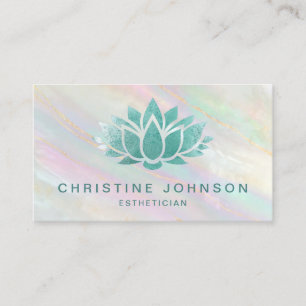 teal lotus logo business card
