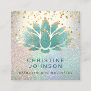 teal lotus skincare and aesthetics square business card