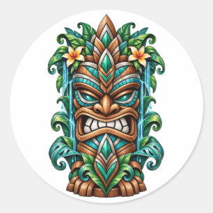 Teal Lotus Tiki Sentinel Sticker