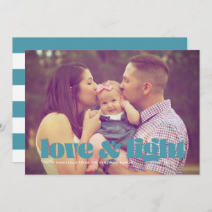 Teal Love and Light Single Photo Hanukkah Card