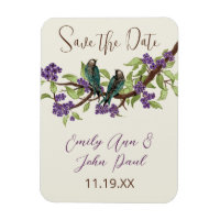 Teal Love Birds Purple Blooming Tree