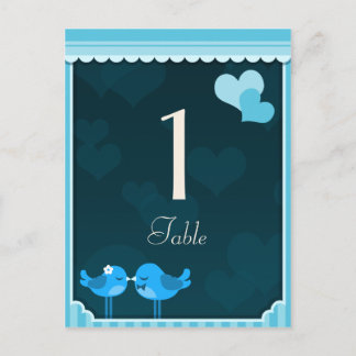 Teal Love Birds Table Cards set 1