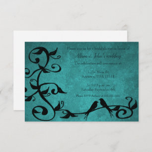 Teal Lovebirds Bridal Shower Invite