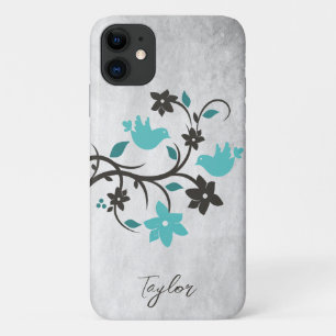 Teal Lovebirds Personalised Case-Mate iPhone Case