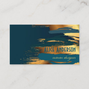 Teal luxury elegant gold modern glam designer Business Card