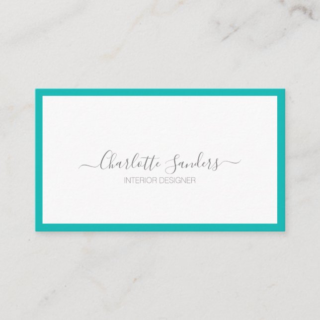 Teal luxury minimal chic modern typography business card (Front)