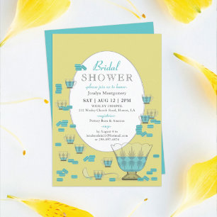 Teal Macarons & Crystal Punch Set Bridal Shower Invitation
