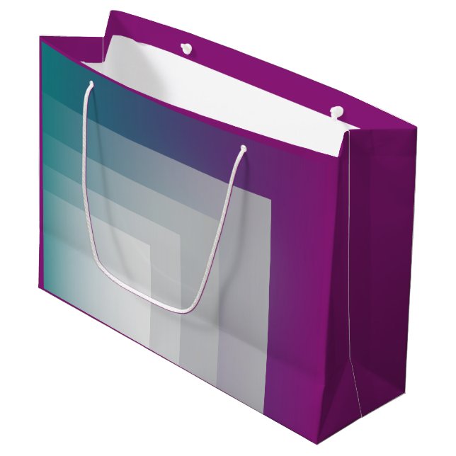 Teal magenta grey large gift bag (Front Angled)
